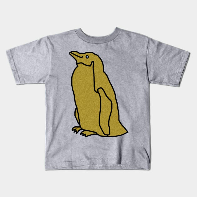 Gold Metallic Penguin Kids T-Shirt by ellenhenryart